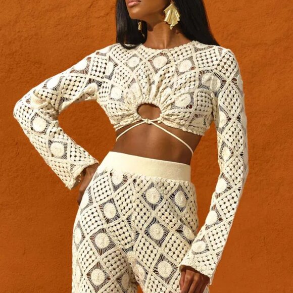 ✨HOST PICK✨ Andrea Iyamah Hira Key Hole Crochet Crop Top - Picture 9 of 11